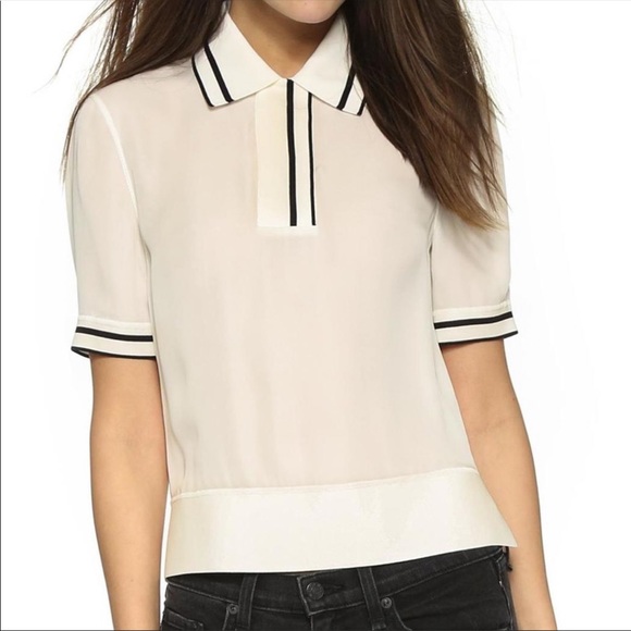rag & bone Tops - Rag & bone Dana silk polo blouse size Large